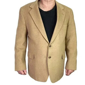 La Crosse Blazer Sport Coat Men 44L Long Beige Tan 2 Button Camel Hair Wool